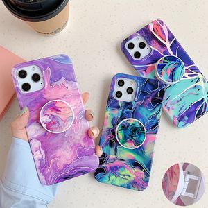 Laser Colorful Marble Phone Cases For Huawei P40 Lite P30 P20 Lite Mate 30 20 Pro Flexible Folded Holder Soft Back Cover