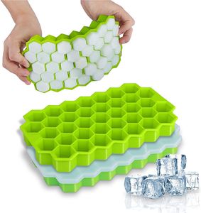 Venda por atacado 37 furos favo de mel cubo de gelo molde alimentos flexíveis silicone moldes para uísque acessórios de cozinha cocktail