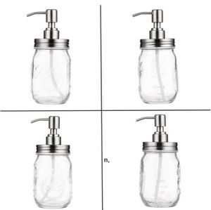 Rostfritt stål Mason Jars Läckage Läckage Tvål Dispenser Ingen transparent flaska Presspumphuvud Partihandel RRF12767