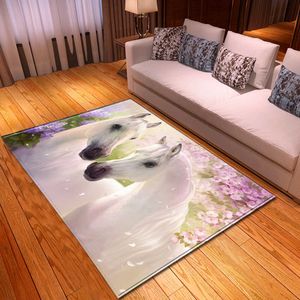 Creative Horse 3D Printed Carpets for Living room Bedroom Area Rugs Hallway Doormat Bathroom Kitchen Absorb Water Anti-Slip Mats 210626