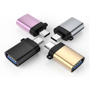 Aluminium Alloy USB 3.0 till OTG Typ C Adapter Type-C Converter Connector för telefon Tablet med snodd telefon tillbehör