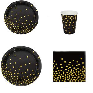 使い捨て食器50pcs/lot bronzing Golden Dots Party Tableware Plate for Birthday Decorations KidsBaby Shower Suppl