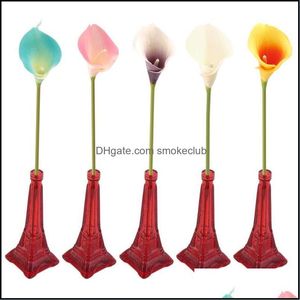 Wieńce świąteczne dostawy ogrodowe jesień 5 kolorów PU skórzane plastikowe sztuczne kwiaty Calla Lily Symation Flower Wedding Party Home Decora