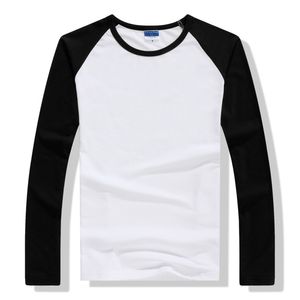 Höst Vinter Långärmad T-shirt Män Kontrast Färg Rund Krage Bomull Mens Casual Slim Fit Raglan T-shirts Tees Toppar 210706