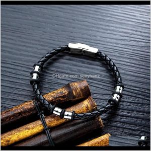 Bracciali Drop Delivery 2021 Mens Fashion Jewelry Charm Cuff Infinity Black Handmade Woven Design Punk Hip Hop Men Boy Lucky Leather Bracelet