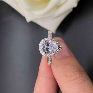 Birne Schneiden Verlobungsringe großhandel-2ct Birne Cut Diamond Ring Engagement Frauen Platin Schmuck R049