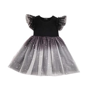 Citgeett Summer Toddler Baby Girls Dress Star Printing Latający Sleeve Stroje Casual High Waist One-Pieces Odzież Q0716