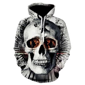 Herrtröjor tröjor vårhöstens hoodie tröja 3d tryck roligt skelett harajuku streetwear jumper hip hop jacka spor spor