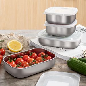Storage Bottles & Jars Stainless Steel Box Food Containers With Cover Leakproof Office Worker Home Kitchen Refrigerator Fresh-Keeping Boxes