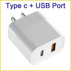 TYPE C USB Dual Port 2.1A Выходные настенные зарядные устройства для нового адаптера питания iPhone 12 13 Pro Max Полиэтиленовая сумка