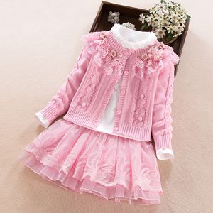 Abiti Abbigliamento per bambini Ragazza Autunno Abbigliamento per bambini Set Nuovo modello I bambini Will Child Abito in maglione stile occidentale 474 Y2