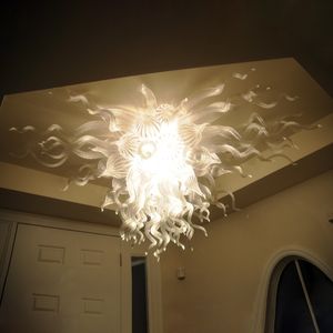 Luxury Hand Blown Glass Chandeliers Clear Crystal Ceiling Light LED Source Lustre Lamp Dining Living Room Bedroom Art Decoration 80 by 50 CM