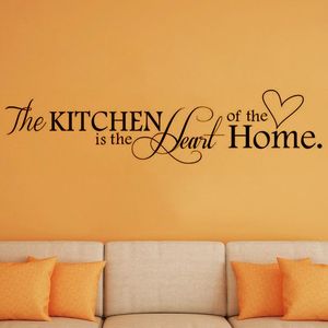 Muurstickers Keuken is het hart voor Citaat Home Art Decoratieve verwijderbare waterdichte PVC Eetkamer Decals Decor HQ1021