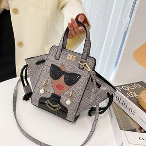 Factory Outlet women leathers shoulder bags cartoon fashion handbag retro crocodile womens messenger bag street trend embossed leather handbags 302