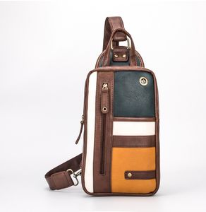 Borse da scuola da uomo in pelle PU Pelle bovina Vintage Sling Singolo petto sul retro Zaino da viaggio Famoso casual Cross Body Messenger Borsa a tracolla da donna