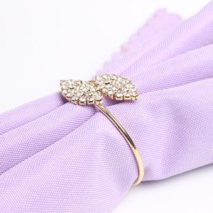 Hotel Decoration Napkin Ring Western Restaurant Stainless Steel Two Leaf Clover Napkins Towel Buckle Desktop Ornaments Rings BH5441 WLY