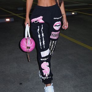 Baby Girl Letter Print Sweatpants Women Fashion High Waist Drawstring Workout Trousers ActiveWear Sporty Trouser Joggers Pants 210525