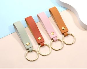 8 colors PU Leather Keychain Metal Keyring Car Keychains Lover Pendant Personalise Gift Key Chain Wholesale