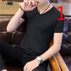 linne kostym mäns tidvatten rund hals kortärmad t-shirt koreanska versionen av självodling andable fritid tz 210420