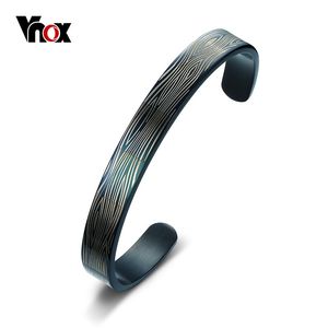 Cuff Bangle Bracelet Men Cool Punk 9mm Wide Black Stainless Steel Male Bracelet Jewelry