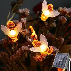 Stringa Solar Powered Carino Honey Bee Led String Fairy Light 30LEDS 50LEDSS Outdoor Garden Fence Patio Christmas Garland Lights