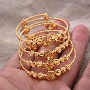 Bangle 4PCS African Arab Gold Color Bangles for Baby Bracelet Children Jewelry Born Cute/romantic Bracelets Gifts