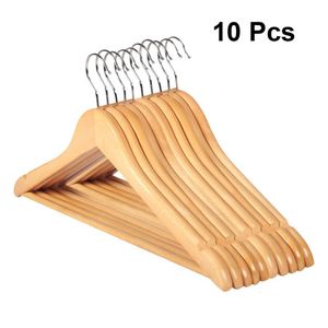 Hangers & Racks 10pcs Solid Wood Hanger Non-Slip Clothes Shirts Sweaters Dress Drying Rack For Home Bedroom Organizer
