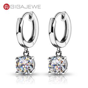 GIGAJEWE Moissanite EF Color VVS1 Total 2ct Dangle 925 Silver Drop Earring 18K Gold Plated GMSE-012