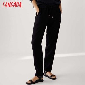 Tangada 패션 여성 고품질화물 바지 높은 허리 바지 느슨한 바지 조깅 여성 스웨트 스트리트웨어 6D83 210609