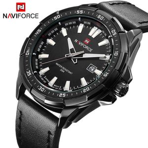 Naviforceファッションカジュアルスポーツメンズウォッチメンズクォーツ日時の時計マンレザーストラップ陸軍軍事腕時計Relogio Masculino x0625
