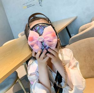 Kid handbags Bow tie fashion girl children bag trend cute princess baby one-shoulder slant cross bags chain handbag