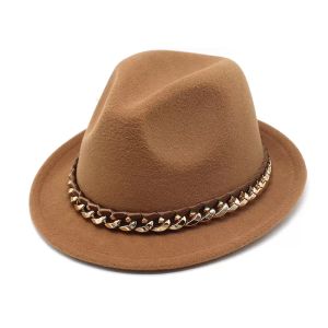 Autunno Inverno Curvo Brim Jazz Caps Uomo Panama Feltro Fedora Cappello Gentleman Gambler Boater Cappello Trilby Taglia 56-58CM