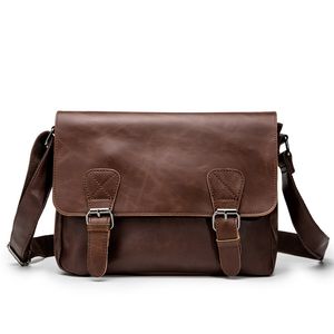 Mäns axelväskor PU Läder Hög quaity Satchel Vintage Style Male Messenger Väskor Crossbody Bag