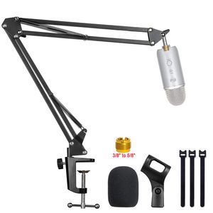 NB-35 Microphone Stand Desk Adjustable Suspension Boom Scissor Arm Stand For Blue Yeti Snowball iCE With Mic Windscreen