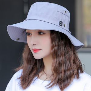 New Fashion Women Men Summer Outdoor Sports Fishing Hiking Climbing Bucket s Anti UV Sun Hat Letter B Panama Cap