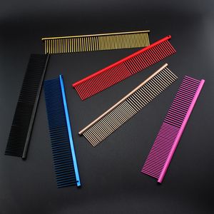 Wholesale mat comb for cats resale online - Colorful Stainless Steel Pet Dematting Combs Beauty Tools Dogs Cats Grooming Comb Removes Loose Undercoat Mats Tangles Knots Rounded Teeth Professional HY0288
