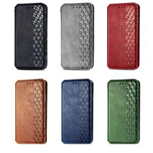 Leather Wallet Phone Cases For Samsung S24 Plus Ultra A15 A35 A55 A25 5G A13 5G A33 A53 S22 3D Cube Suck Magnetic Closure Holder Folio Flip Cover Business Square Pouch