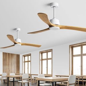 Large Wind Power Commercial Ceiling Fan Restaurant Nordic Solid Wood Living Room Household Electric Industrial Retro Fans