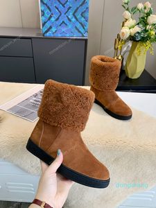 Designer-2021 Design Snow Boots Women Luxe Fashion Soft Leather Flat Back Girls Casual Winter Brown But z futrem