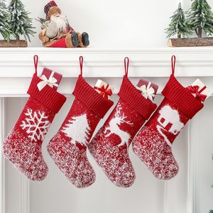 Christmas Stockings Knitted Reindeer Snowflakes Xmas Tree Holiday Decorations Family Party Hanging Ornament PHJK2110