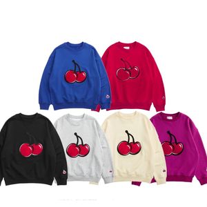 Men's Hoodies & Sweatshirts 2021 Fashion Brand Sweater Kirsh Large Cherry Flocking Embroidery High Quality Round O-neck Autumn Loose Casual