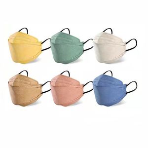 Morandi color KN95 mask disposable dustproof five-layer protection fish mouth willow leaf type independent packaging wholesale