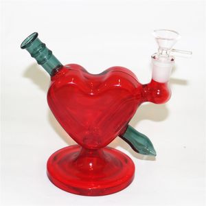 New Heart Shape Hookah Dab Rigs Bong 6 Inch Dikke Glas Water Pijp Beker Recycler Oil Rigs met rookkom Quartz Banger