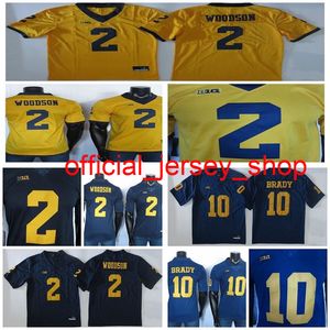 2019 Maglia College Football Maglia Tom Brady Maglia Charles Woodson NCAA Michigan Wolverines Maglia Giallo Blu 15° Patch