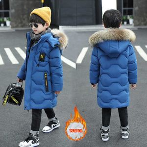 소년의 면화 코트 겨울 패션 어린이 의류 자켓 중간 길이 아이 두꺼운 후드 웜 코트 TZ787 H0909
