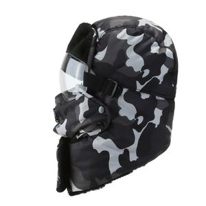 Chapéu de Tapper Chapéu de Inverno Inverno com Óculos de orelha de inverno FLAP Esqui Windproof Máscara Trooper Caça Ski Hat Máscara Scarf Set