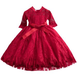 Clothing Sets Girls lace dress spring autumn sleeved princess skirt Korean version new middle and large children's baby long skirt