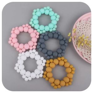 Baby Silicone Beads Teethers Molar Teething Ring Toy Nipple Soother Infant Nursing Toys For Toddler Feeding