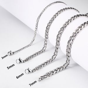 Stainless Steel Cuban Link Chain Necklaces for Women Men Long Hip Hop Cuba Necklace Neck Collar Fashion Jewelry Gift Accessories