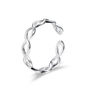 925 Sterling Silver Hollow Banda Band Anel Feminino Design Simples Pequeno Fresco Cruz Brilhante 8 Palavra Jóias Atacado